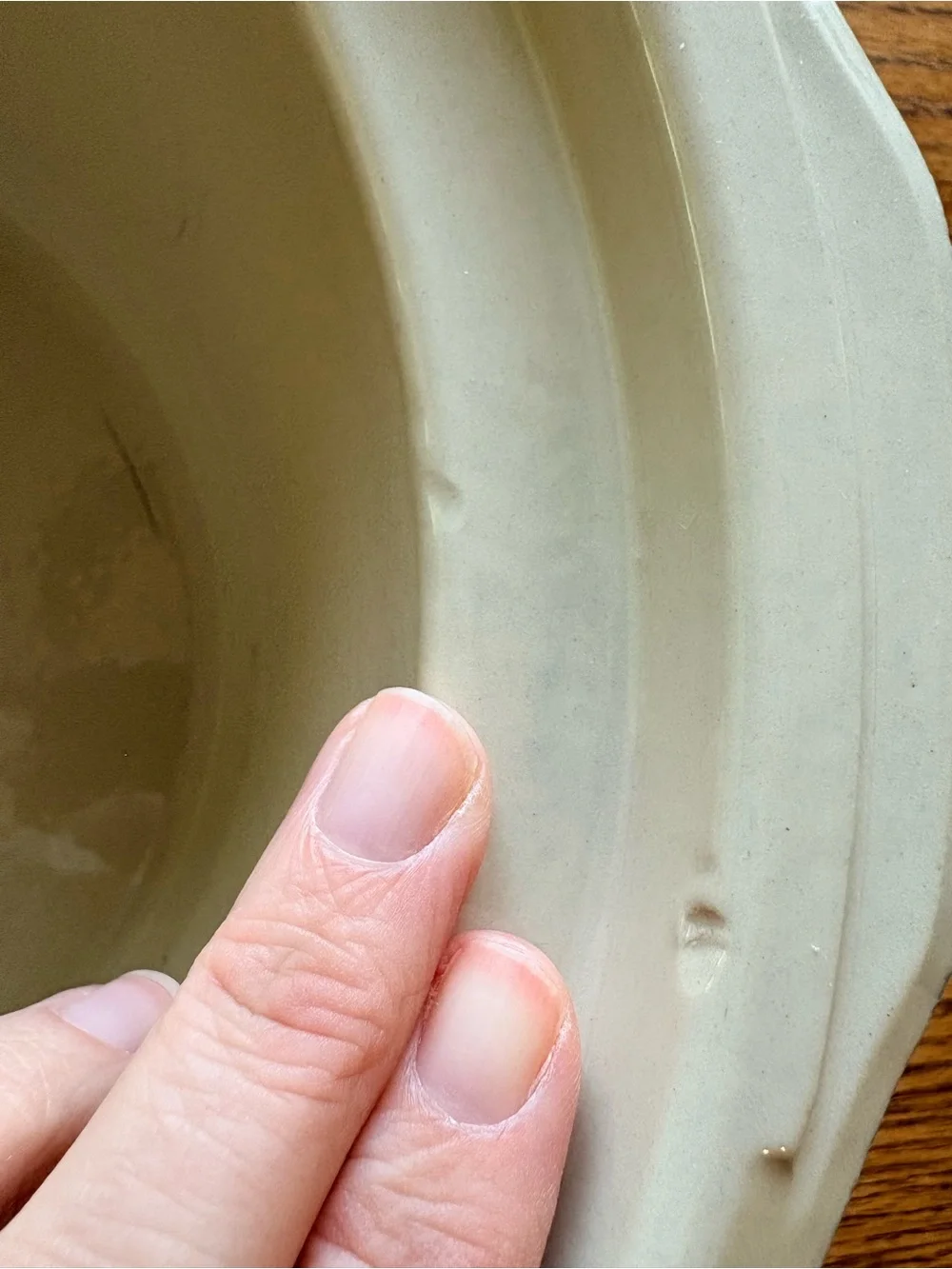 Vintage blue and cream ribbed Rival Crock for crockpot-